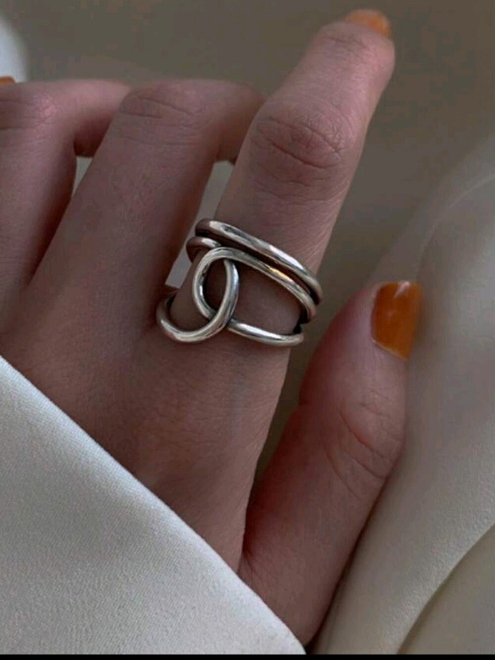 Silver Tone Sculptural Swirl Ring | Chunky Open Cuff Statement